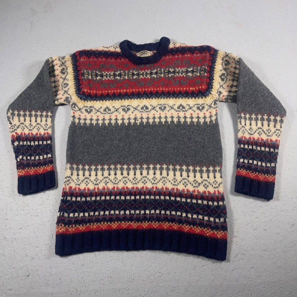 Vintage Abercrombie &‎ Fitch 100% Wool Fair Isle Knit Sweater Mens Medium